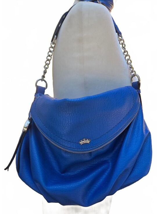 Juicy Couture Handbags - Juicy Couture y2k Blue Faux Leather Chain Crossbody Handbag Flap Shoulder Bag